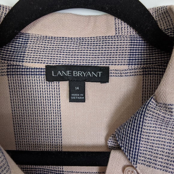 Lane Bryant Plaid Button Down Bell Sleeve Top - Picture 7 of 8